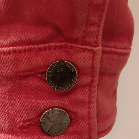 PAIGE Cropped Jean Jacket, Size M, Pink - Picture 4 of 7